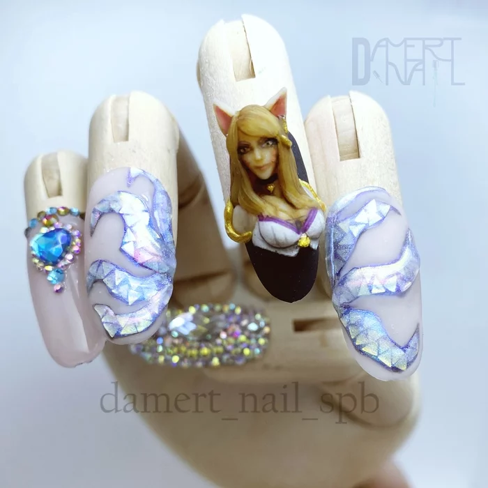 Ahri thumbnail (KDA \LOL). Handiwork - My, Drawing, 3D, Legs, Manicure, Games, Nail painting, Computer games, Game art, League of legends, Ahri, KDA, Video, Soundless, Vertical video, Longpost, Creation, Лепка, Friday tag is mine, Handmade