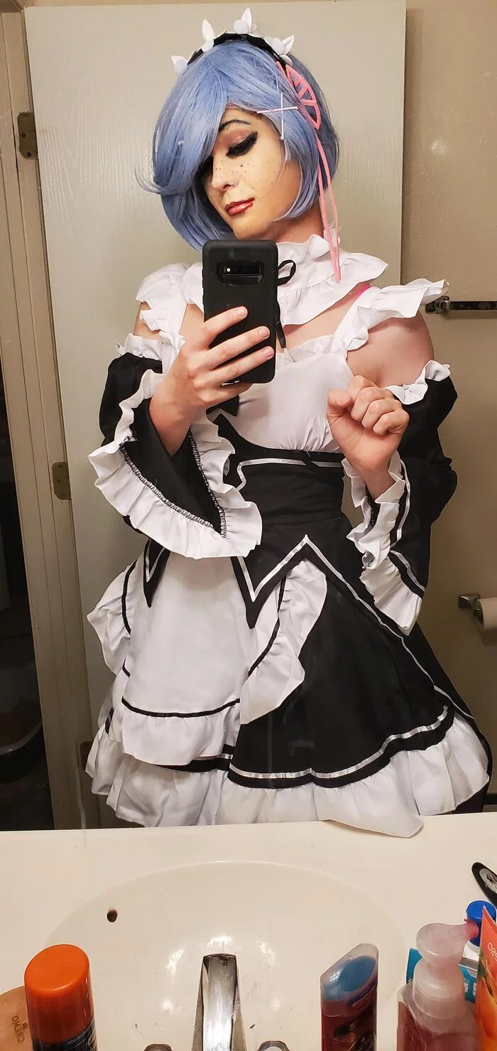Cosplay Rehm from Re:Zero - Its a trap!, Trap IRL, Femboy, Cosplay, Rem, Anime trap