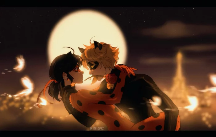 Dance under the moon - Art, Cartoons, Lady Bug and Super Cat, Cat Noir, Itslopezz