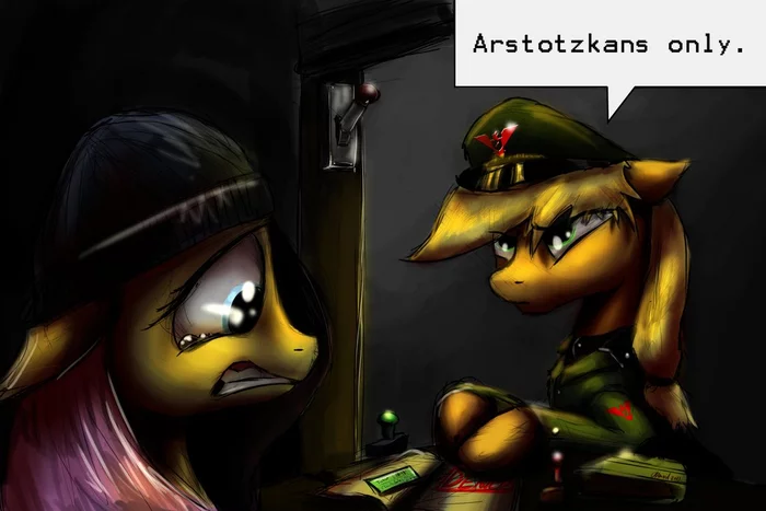 Только граждане Арстоцки - My Little Pony, Fluttershy, Applejack, Papers please, MLP Crossover