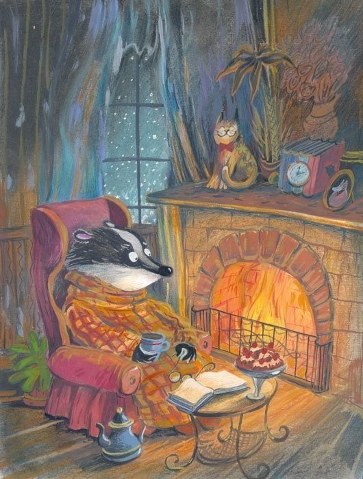 Fabulous illustrations by Diana Lapshina - Art, Illustrations, Milota, Animals, Hedgehog, Badger, Raccoon, cat, Longpost