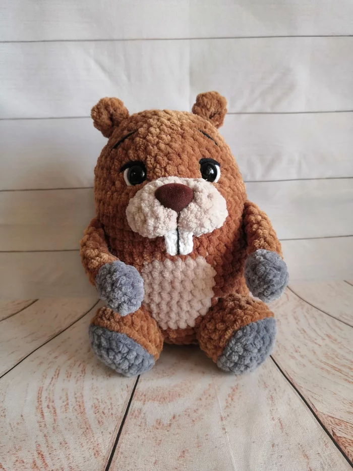 Dobry bobrik Dobrynya - My, Plush Toys, Knitted toys, Crochet, Knitting, Amigurumi, Soft toy, Beavers, Longpost