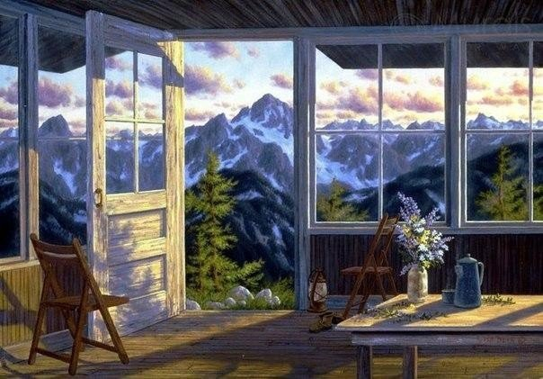 Views from Randy Van Beek - Art, View from the window, Painting, Flowers, The mountains, Sea, Terrace, Winter, Landscape, Longpost