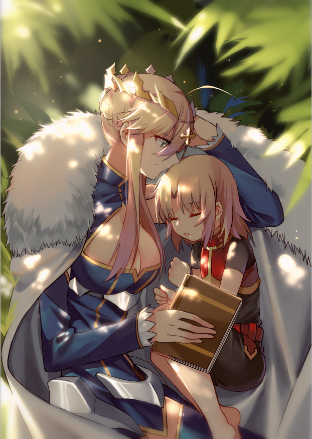 Batya and son - Anime, Anime art, Fate, Fate grand order, Mordred, Artoria pendragon lancer, Artoria pendragon, Yorukun, Longpost