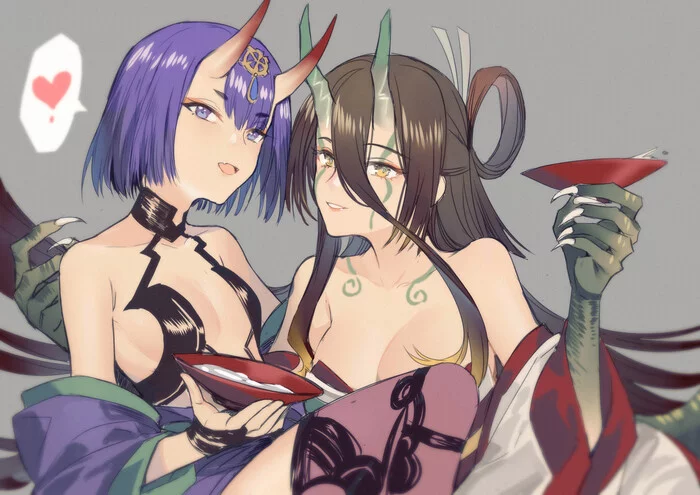 Horned Bratva - Anime, Anime art, Fate, Fate grand order, Yorukun, Shuten douji, Kijyo Koyo