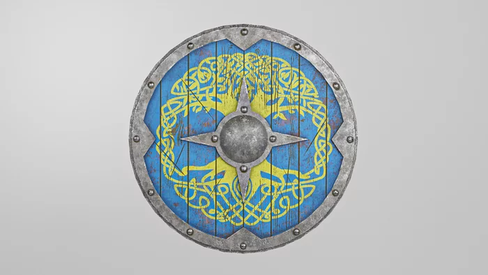 Viking Shield ;) - My, 3D, 3D modeling, Blender, 3D graphics, Computer graphics, Low poly, Викинги, Shield, Longpost