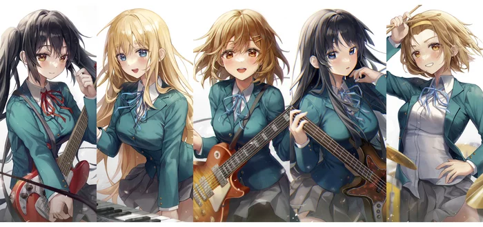 Light Music Club - k-On, Akiyama Mio, Tsumugi Kotobuki, Yuigahama Yui, Ritsu Tainaka, Azusa Nakano, Anime art, Anime, Yui Hirasawa