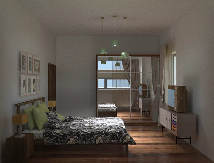 Bedroom - My, Bedroom, Render, Frame house, Interior, Interior Design