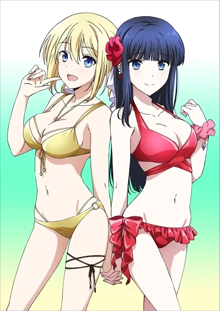 Mahorka Girls - NSFW, Anime art, Anime, Girls, Drawing, Pixiv, Mahouka koukou no rettousei, Shiba miyuki, Swimsuit, Bikini, Boobs, Legs