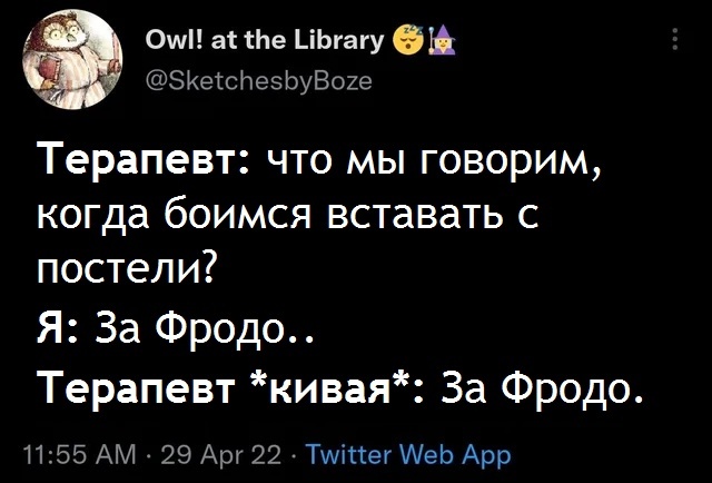 За Фродо - Властелин колец, Терапевт, Фродо Бэггинс, Цитаты, Картинка с текстом, Перевел сам, Twitter