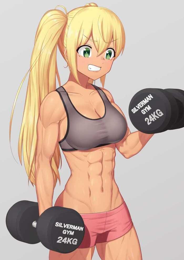 How heavy can you lift dumbbells? - Anime art, Anime, Sakura Hibiki, Danberu nan kiro moteru?