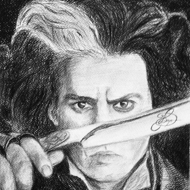 - Johnne Depp as Swinnie Todd, film Swinnie Todd, the Demon Barber - My, Johnny Depp, Art, Drawing, Portrait, Movies, Pencil drawing, Charcoal drawing, Hollywood, Painting, Artist, Characters (edit), Actors and actresses