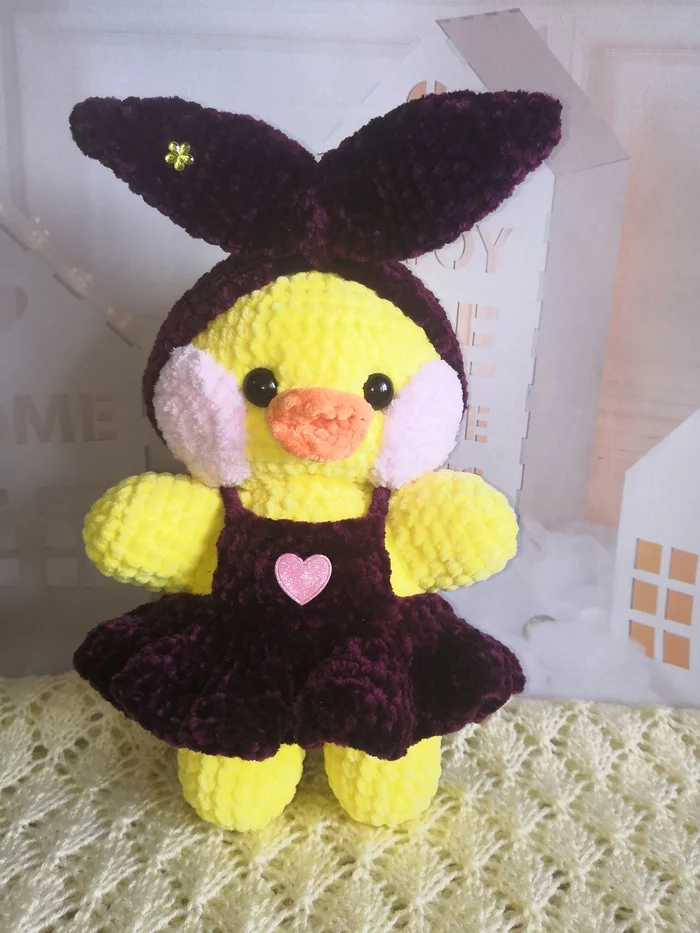 Duck Lalafan - My, Knitting, Crochet, Knitted toys, Amigurumi, Plush Toys, Duck Joke, Longpost