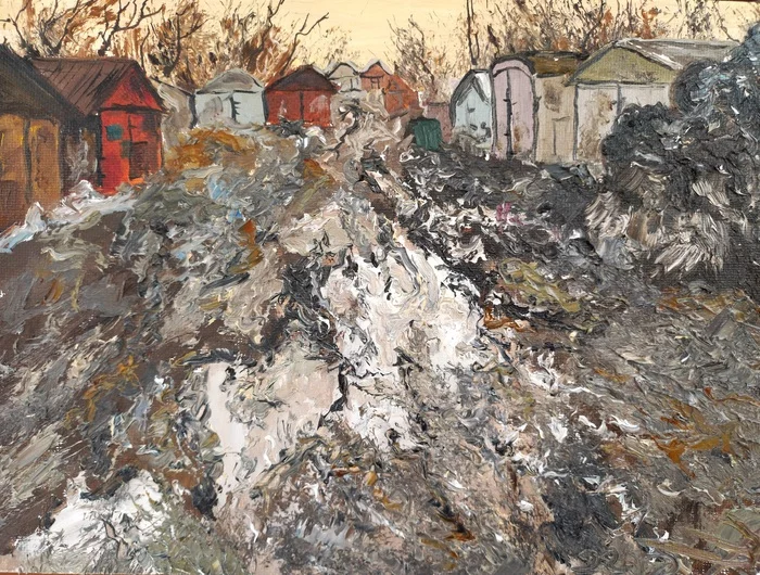Spring Mud - My, Painting, Landscape, Garage, Art, Painting, Artist