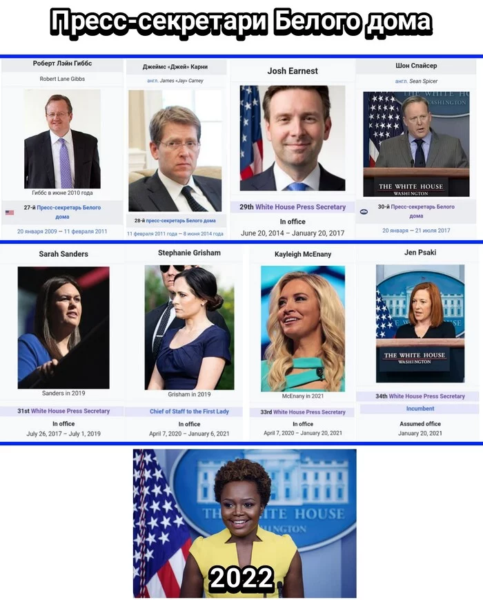 White House press secretaries since 2009 - Politics, The White house, USA, Black humor, Humor, Gays, Black lives matter, LGBT, news, Karin Jean-Pierre