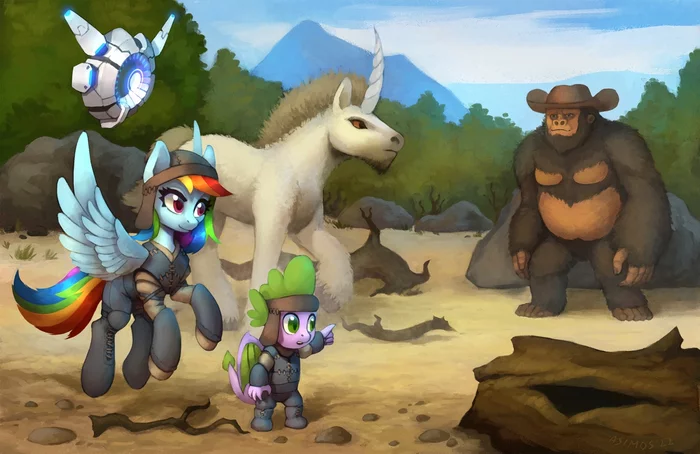 Invasion - My little pony, Rainbow dash, Spike, Gorilla, Asimos