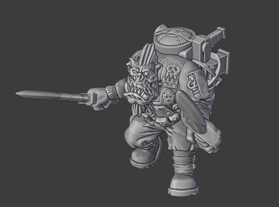 Beeping 3d kitbash #6 - My, Creation, 3D, 3D печать, Orcs, Miniature, Figurines, Modeling, 3D modeling, Longpost, Warhammer, Warhammer 40k