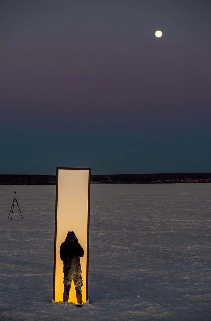 Sea, mirror, sunset - My, Novosibirsk, Ob sea, moon, Sunset, The photo, Panasonic Lumix, DJI Mavic Air, Longpost