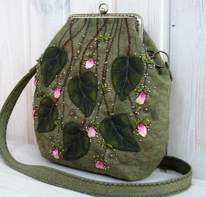 Here is the second) - My, Lady's bag, Сумка, Embroidery, Application, Stitch, Needlework without process, Needlework, Оригинально, Handmade, Decor, Longpost