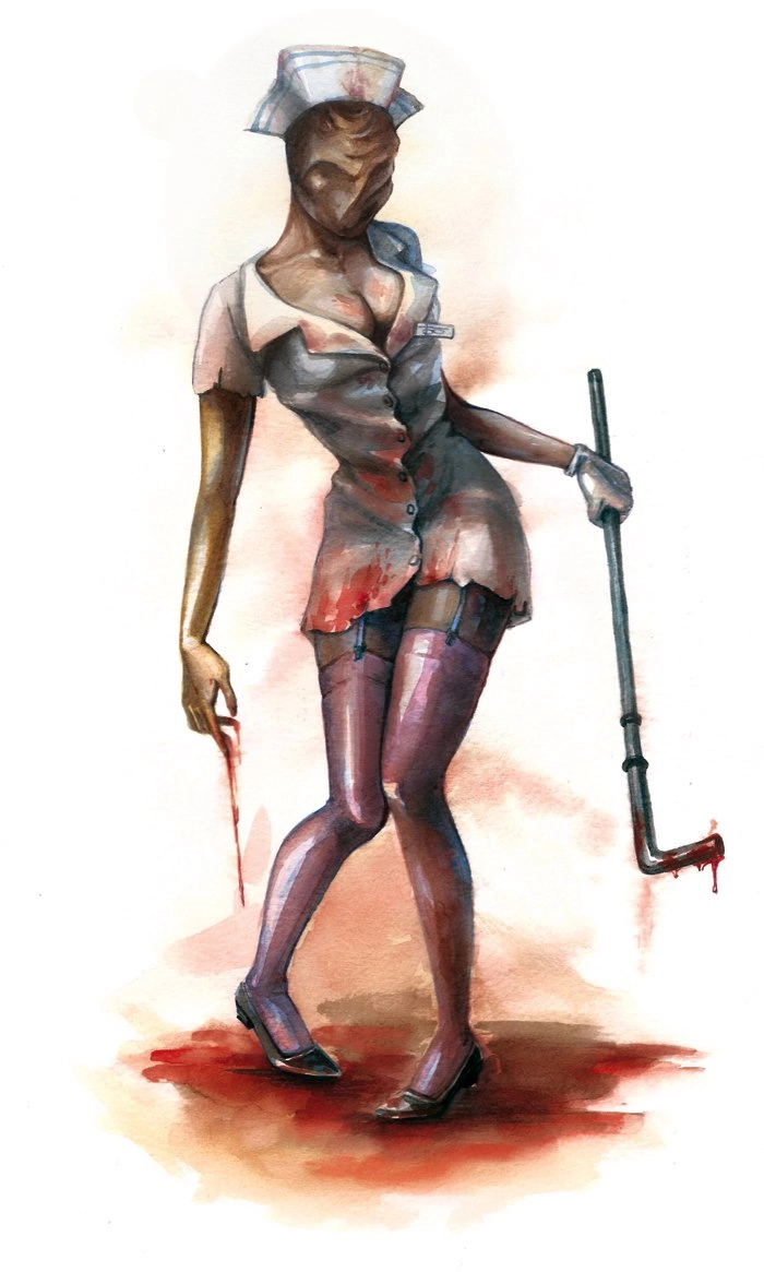 Silent Hill - My, Art, Watercolor, Characters (edit), Etude, Drawing, Silent Hill