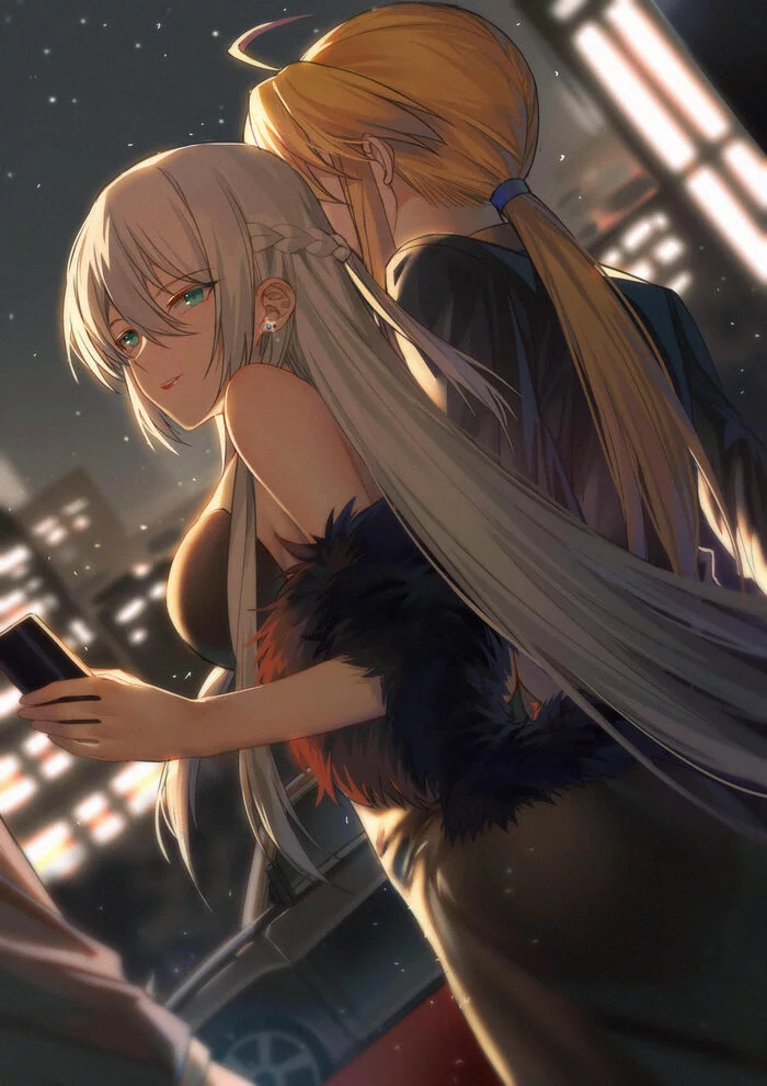 Arthur and Morgan - Anime, Anime art, Fate, Fate grand order, Artoria pendragon lancer, Morgan le fay, Artoria pendragon, Yorukun, Yuri, Longpost