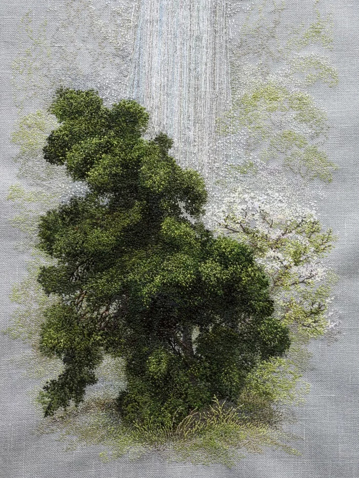 Waterfall - My, Embroidery, Nature, With your own hands, Needlework, Longpost