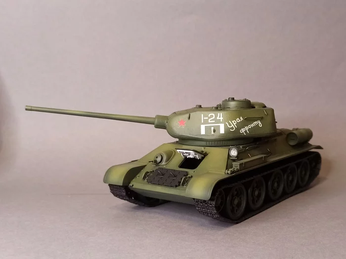 T-34/85 Front - My, Prefabricated model, Hobby, Scale model, Collection, Tanks, the USSR, May 9 - Victory Day, T-34, Longpost