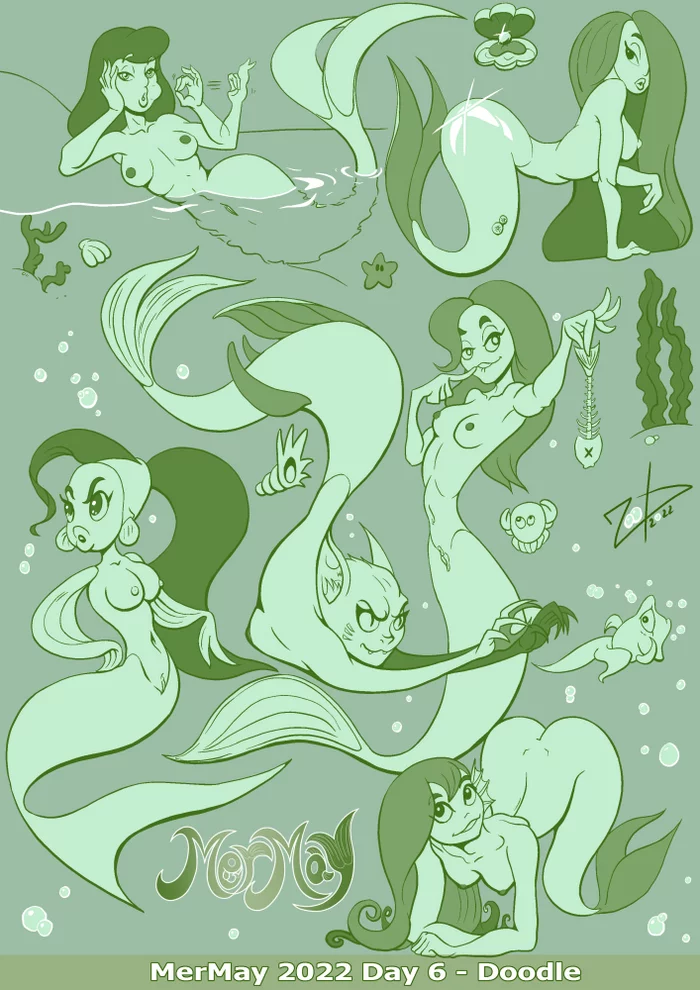 MerMay 2022. Day 6. Doodle - NSFW, My, Erotic, Mermaid, Mermay