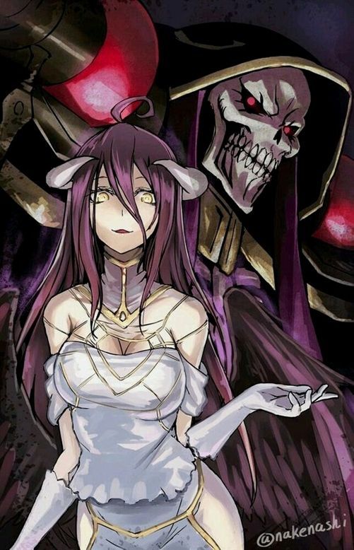 Аинз и Альбедо - Арт, Аниме, Anime Art, Overlord, Ainz Ooal Gown, Albedo, Суккуб, Девушка с рогами