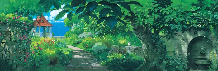 Continuation of the post Well, just backgrounds from different works of Ghibli - Anime, Anime art, Studio ghibli, Kazuo Oga, Landscape, Heisei Tanuki Gassen Ponpoko, Porco rosso, Whisper of the Heart, Haul's walking castle, Neko no ongaeshi, Reply to post, Longpost