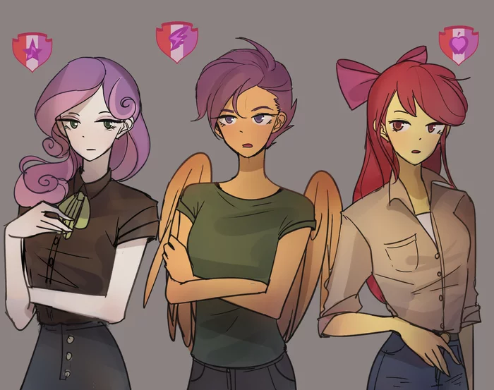 Adult CMCs - My little pony, Art, Sweetie belle, Scootaloo, Applebloom, Humanization, Looknamtcn