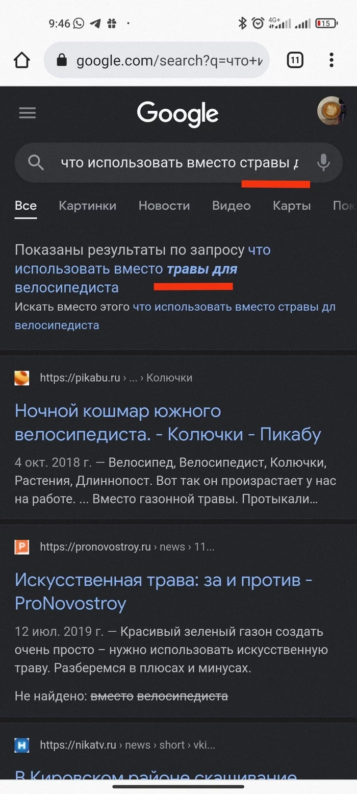 И правда, что? - Моё, Трава, Страва, Велосипед, Google, Поисковые запросы, Длиннопост