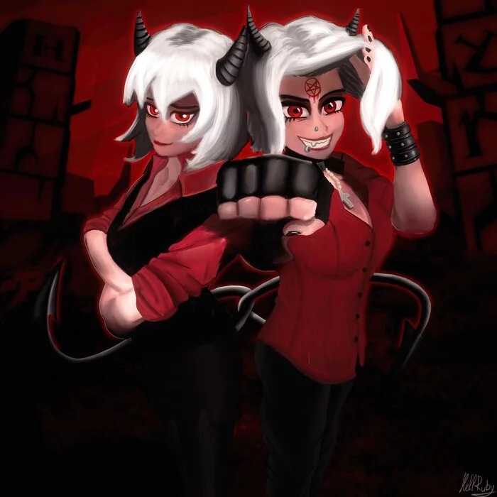 Hell sisters - My, Helltaker, Malina, Zdrada, Games, Art, Game art, Anime, Anime art