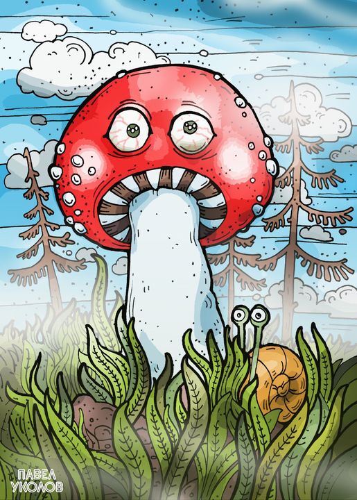 Peekaboo, if anyone in the know tell me! - My, Pavel Ukolov, Picture with text, Fly agaric