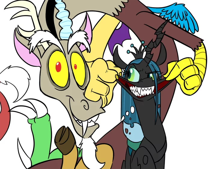 put on a happy face - My little pony, MLP Discord, Queen chrysalis, Smile