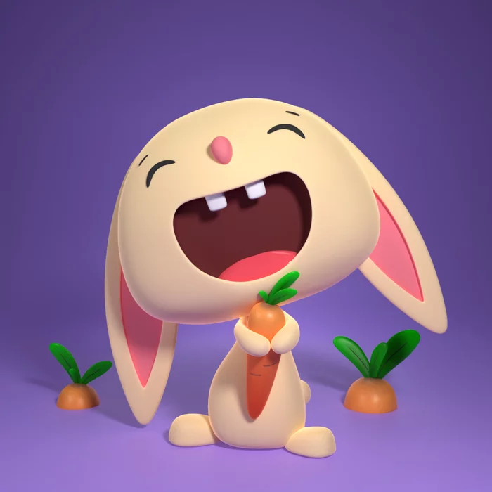 Happy Bunny - My, 3D, Blender, Illustrations, Art