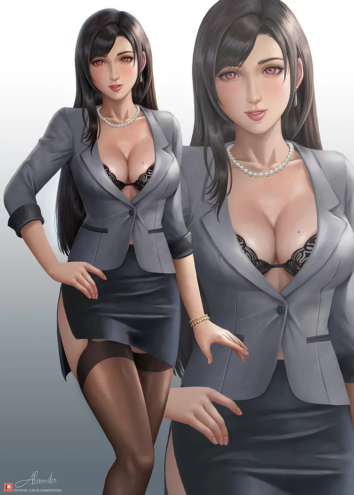 Italian Senator - Drawing, Final Fantasy, Final fantasy vii, Tifa lockhart, Girls, Costume, Stockings, Alexander Dinh, Art