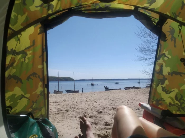 Good morning! - Tent, Volga river, Water tourism