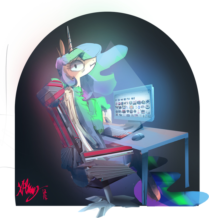     My Little Pony, Ponyart, Princess Celestia, Alumx