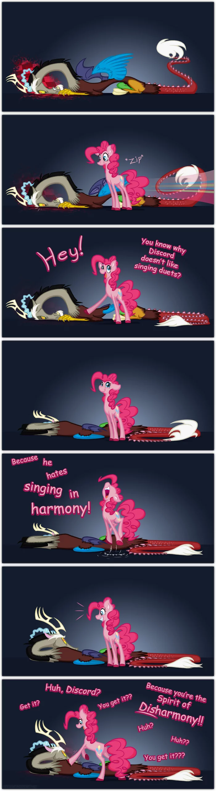 Poor Discord - My little pony, PonyArt, Pinkie pie, MLP Discord, Grievousfan, Longpost, Comics