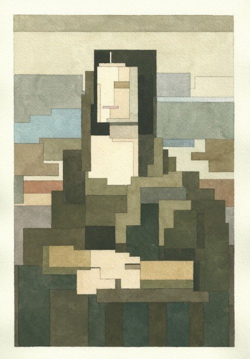 World masterpieces in pixel-cubic style - Modern Art, Art, Masterpieces of Art, Pixelation, A selection, Watercolor, Longpost, Cubism