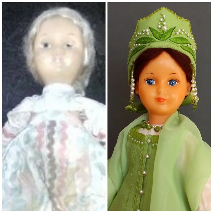 New image of the old doll... again) - My, Doll, It Was-It Was, Made in USSR, Embroidery, With your own hands, Lilies of the valley, Friday tag is mine, Needlework without process, Longpost