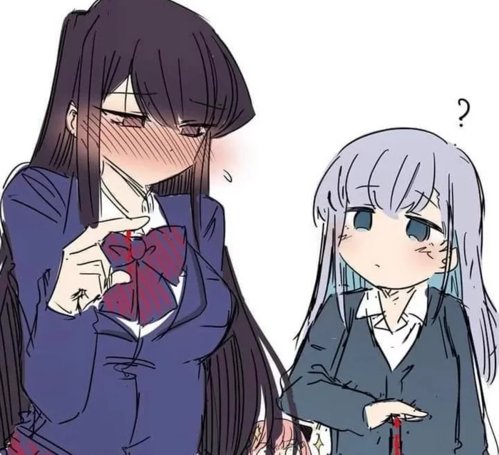 Интересно, что они показывают? - Аниме, Anime Art, Komi-San wa Comyushou desu, Shouko Komi, Spy X Family, Anya Forger, Кроссовер, Aharen-san wa Hakarenai, Reina Aharen