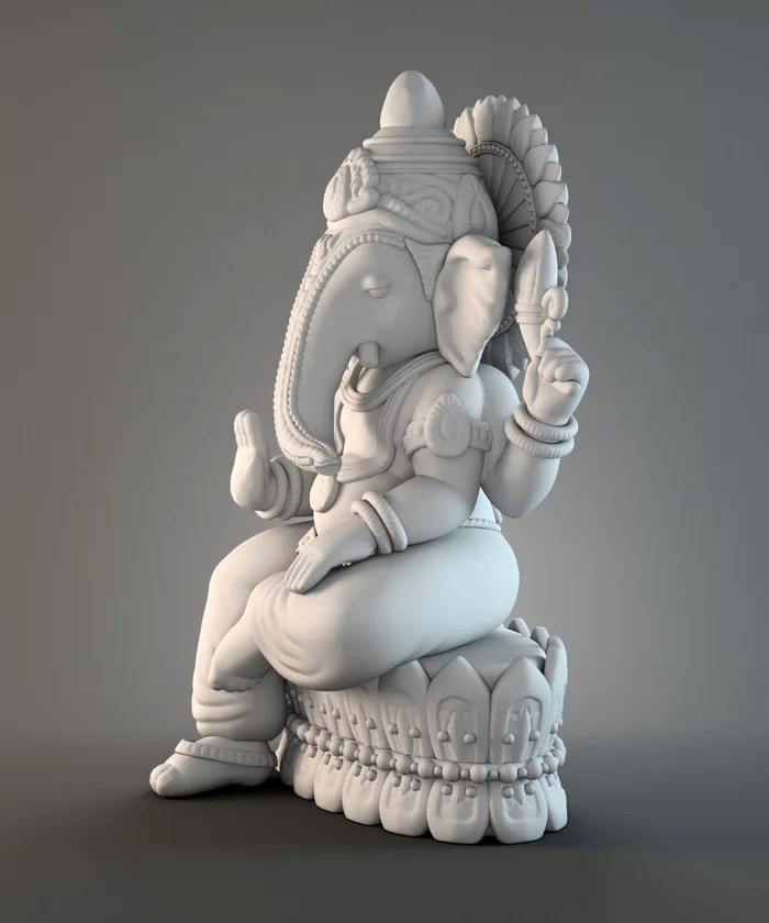 Sculpture of Ganesh - My, Ganesha, Sculpture, Bas-relief, 3D печать, Painting, India, Hinduism, Video, Youtube, Longpost