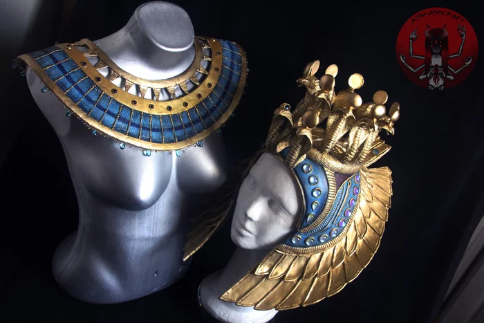 Egyptian headdress and handmade necklace - My, Needlework with process, Cosplay, Craft, Ancient Egypt, Handmade, Лепка, Cosplayers, Cleopatra, Props, Creation, Longpost
