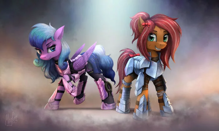 Ponies in armor - Art, My little pony, PonyArt, Original character, Magfen