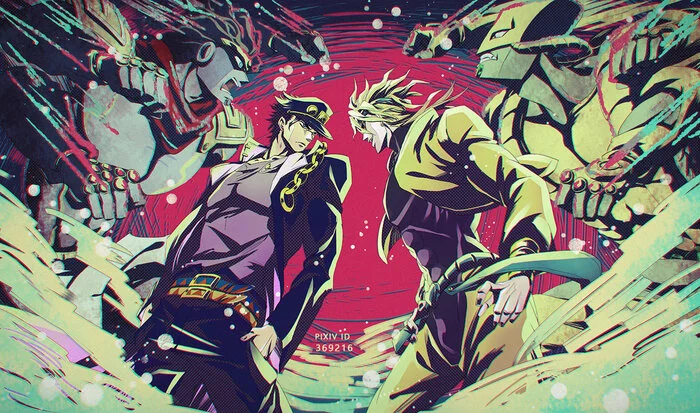 Бизаррное противостояние - Аниме, Anime Art, Jojos Bizarre Adventure, Dio Brando, Kujo Jotaro