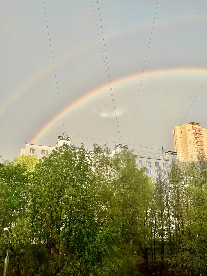 Double rainbow like an arch - My, Rainbow, Moscow, Town, The photo