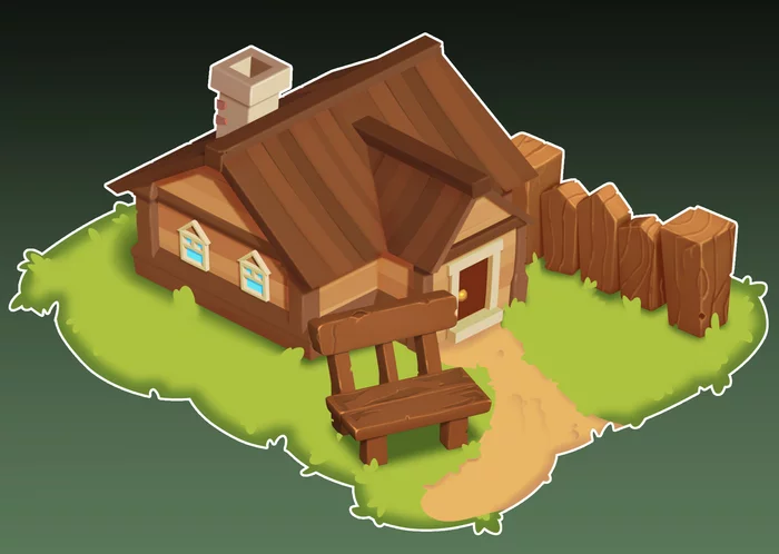 Isometric house - My, Digital drawing, Clip Studio Paint, Game art, Isometric, Environment