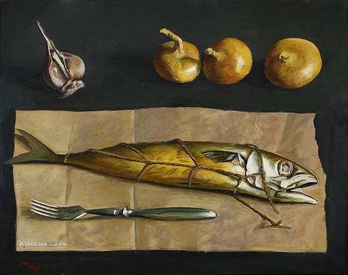 fish artist - Artist, Painting, Painting, Painting, Still life, A fish, Alcohol, Longpost